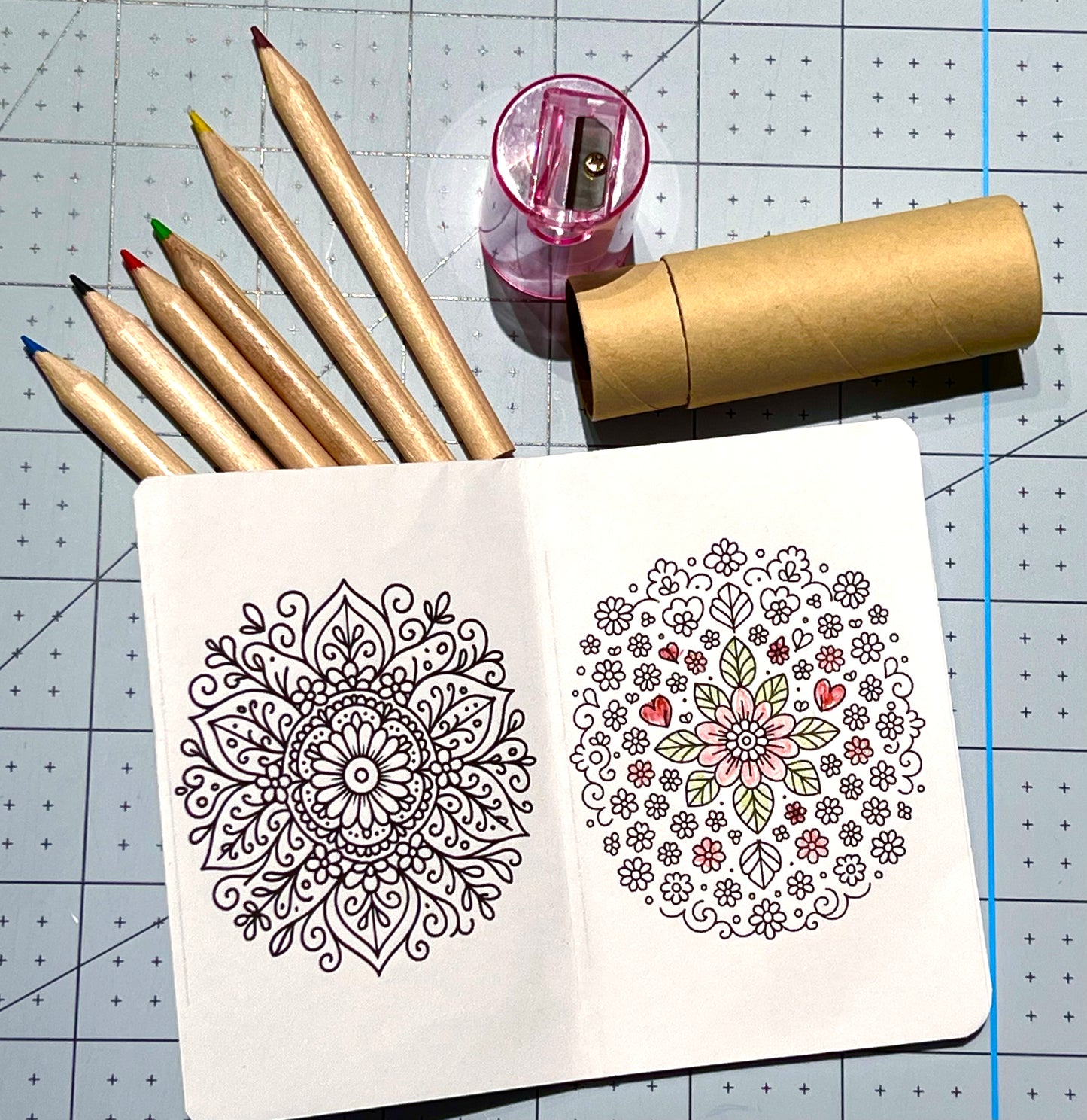 Mini Colored Pencils (6) in Tube with Built-in Sharpener