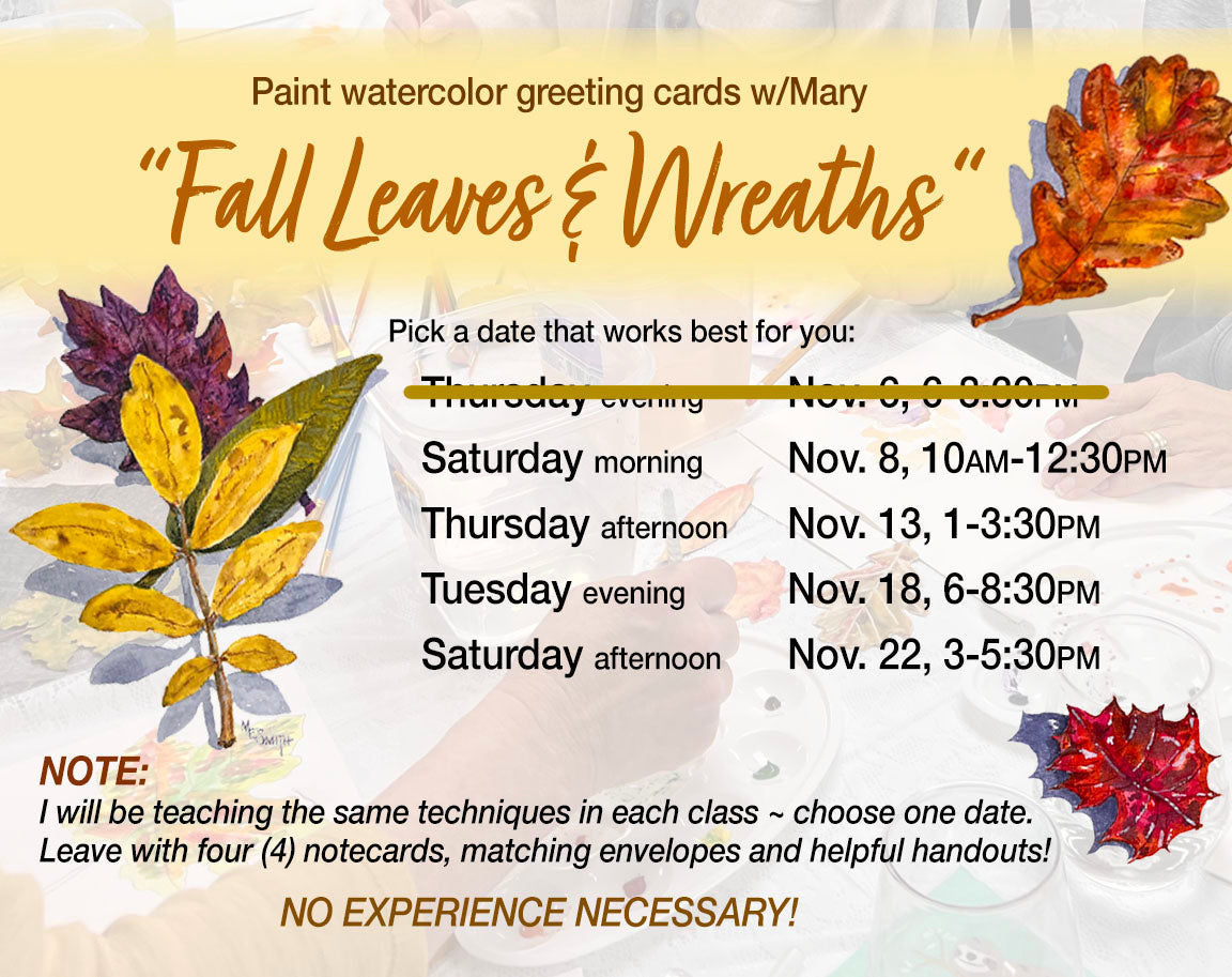 Fall Watercolor Greeting Cards Workshops (4 in Tacoma)